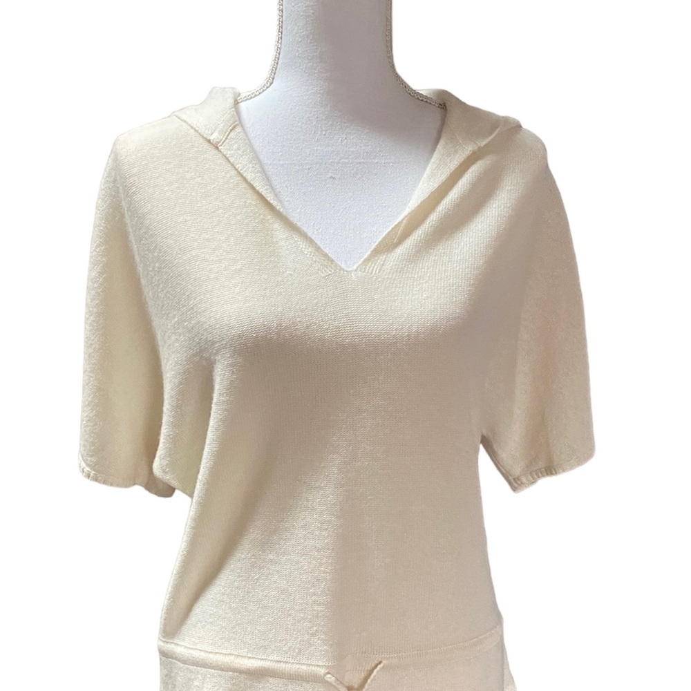 Vineyard Vines hooded sweater stripe Cashmere/Linen, SZ medium, ivory, (NWT) - Picture 7 of 14